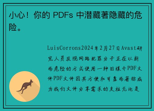 小心！你的 PDFs 中潜藏著隐藏的危险。